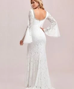 Ever-Pretty US Trumpet Long Sleeve Lace High Slit Wedding Dress SHOP BY STYLE 12 Ever-Pretty US Trumpet Long Sleeve Lace High Slit Wedding Dress SHOP BY STYLE