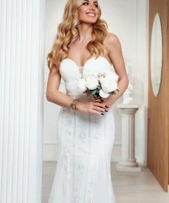 Ever-Pretty US Lace Sweetheart Outdoor Strapless Wedding Dress