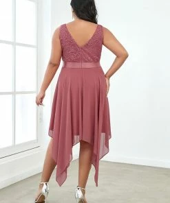 Ever-Pretty US Plus Size Stunning V Neck Lace & Chiffon Prom Dress For Women SHOP BY OCCASION