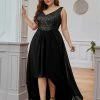 Ever-Pretty US Elegant Paillette & Chiffon V-neck A-line Sleeveless Plus Size Evening Dresses