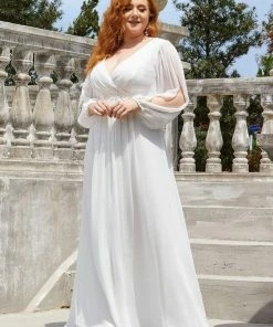 Ever-Pretty US Elegant Plus Size Long Sleeve Maxi Chiffon Formal Evening Gowns