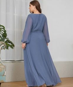 Ever-Pretty US SHOP BY OCCASION Elegant Chiffon V-Neckline Long Sleeve Formal Evening Dress