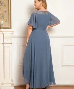 Ever-Pretty US SHOP BY OCCASION Women's Casual Boat Neck A-Line Midi Dress With Asymmetrical Hems