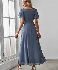 Ever-Pretty US SHOP BY OCCASION Women's Casual Boat Neck A-Line Midi Dress With Asymmetrical Hems