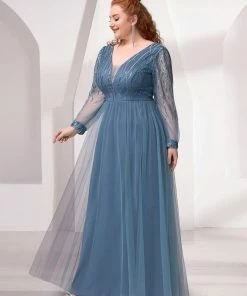Ever-Pretty US Plus Size Long Sleeve Sequin Maxi Formal Evening Gowns SHOP BY OCCASION