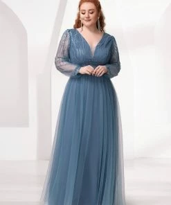 Ever-Pretty US Plus Size Long Sleeve Sequin Maxi Formal Evening Gowns SHOP BY OCCASION