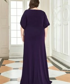 Ever-Pretty US Trendy Round Neck Long Mermaid Evening Dress With Sleeves