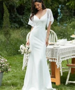 Ever-Pretty US SHOP BY OCCASION Sexy V Neck Maxi Bodycon Party Dress With Flare Sleeves