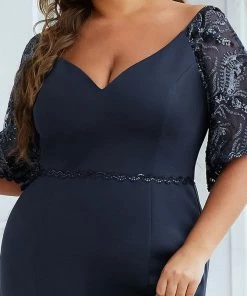 Ever-Pretty US SHOP BY OCCASION Sexy V Neck Maxi Bodycon Party Dress With Flare Sleeves