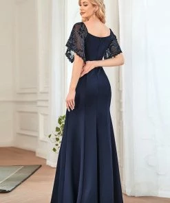 Ever-Pretty US SHOP BY OCCASION Sexy V Neck Maxi Bodycon Party Dress With Flare Sleeves