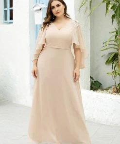 Ever-Pretty US Elegant V Neck Flowy Chiffon Bridesmaid Dresses With Wraps