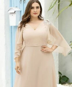 Ever-Pretty US Elegant V Neck Flowy Chiffon Bridesmaid Dresses With Wraps