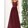 Ever-Pretty US Classic Round Neck V Back Lace Bodice Bridesmaid Dress