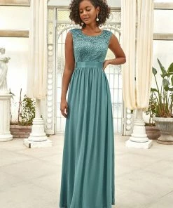 Ever-Pretty US Classic Round Neck Backless Lace Bodice Bridesmaid Dress SHOP BY OCCASION
