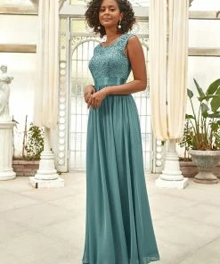 Ever-Pretty US Classic Round Neck Backless Lace Bodice Bridesmaid Dress SHOP BY OCCASION