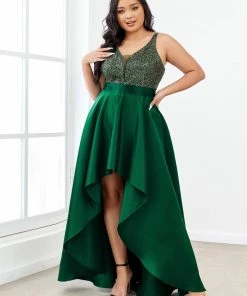 Ever-Pretty US SHOP BY OCCASION Sparkly Bodice High Low Prom Dresses For Women