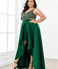 Ever-Pretty US Sparkly Plus Size Prom Dresses For Women With Asymmetrical Hems SHOP BY OCCASION