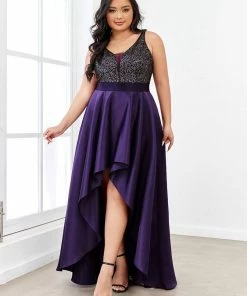 Ever-Pretty US Sparkly Plus Size Prom Dresses For Women With Asymmetrical Hems SHOP BY OCCASION
