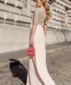 Ever-Pretty US Elegant Round Neckline Long Sleeves Sequin Evening Dress