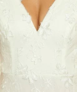 Ever-Pretty US Vintage Floral Lace Print Wedding Dresses With Tulle Sleeve