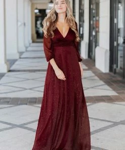 Ever-Pretty US Women's Sexy Long Sleeve V-Neck Shiny Evening Dress SHOP BY OCCASION