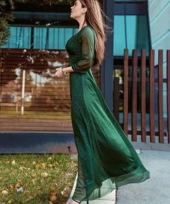 Ever-Pretty US Women's Sexy Long Sleeve V-Neck Shiny Evening Dress SHOP BY OCCASION