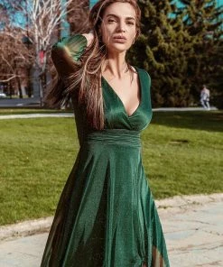 Ever-Pretty US Women's Sexy Long Sleeve V-Neck Shiny Evening Dress SHOP BY OCCASION