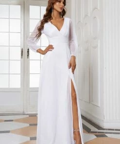 Ever-Pretty US Women's Sexy Long Sleeve V-Neck Shiny Evening Dress SHOP BY OCCASION