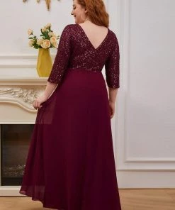 Ever-Pretty US Sexy V Neck Sequin Evening Dresses With 3/4 Sleeve SHOP BY OCCASION