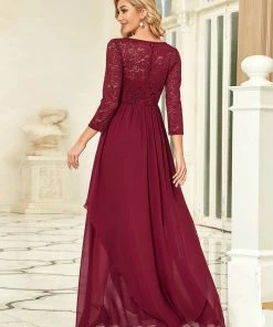 Ever-Pretty US Classic Floral Lace Bridesmaid Dress With Long Sleeve SHOP BY OCCASION