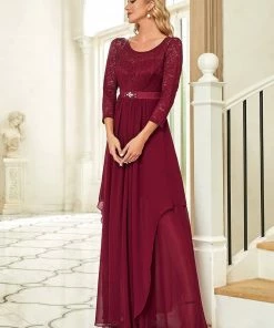 Ever-Pretty US Classic Floral Lace Bridesmaid Dress With Long Sleeve SHOP BY OCCASION
