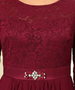 Ever-Pretty US Classic Floral Lace Bridesmaid Dress With Long Sleeve SHOP BY OCCASION