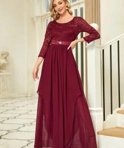 Ever-Pretty US Classic Floral Lace Bridesmaid Dress With Long Sleeve SHOP BY OCCASION