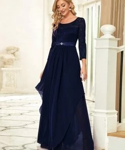 Ever-Pretty US Classic Floral Lace Bridesmaid Dress With Long Sleeve SHOP BY OCCASION