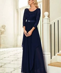 Ever-Pretty US Classic Floral Lace Bridesmaid Dress With Long Sleeve SHOP BY OCCASION