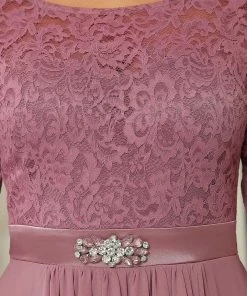 Ever-Pretty US Classic Floral Lace Bridesmaid Dress With Long Sleeve SHOP BY OCCASION