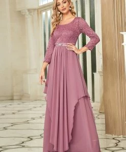 Ever-Pretty US Classic Floral Lace Bridesmaid Dress With Long Sleeve SHOP BY OCCASION