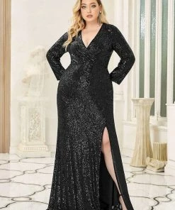 Ever-Pretty US Plus Size Sexy Deep V-Neck Sequin Bodice Formal Evening Gowns SHOP BY OCCASION