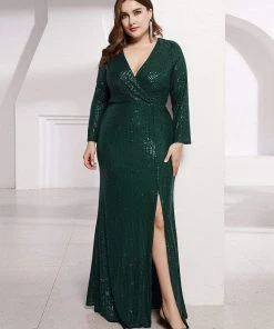 Ever-Pretty US Plus Size Sexy Deep V-Neck Sequin Bodice Formal Evening Gowns SHOP BY OCCASION