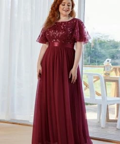 Ever-Pretty US Plus Size Sequin Bodice Long Formal Evening Dresses SHOP BY OCCASION