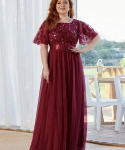 Ever-Pretty US Plus Size Sequin Bodice Long Formal Evening Dresses SHOP BY OCCASION