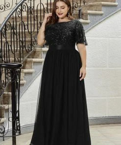 Ever-Pretty US Plus Size Sequin Bodice Long Formal Evening Dresses SHOP BY OCCASION