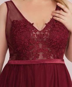 Ever-Pretty US Custom Size A-Line V-Neck Floral Lace Appliques Bridesmaid Dress Summer Dresses 2022