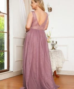 Ever-Pretty US Custom Size A-Line V-Neck Floral Lace Appliques Bridesmaid Dress Summer Dresses 2022