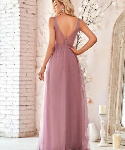 Ever-Pretty US Custom Size A-Line V-Neck Floral Lace Appliques Bridesmaid Dress Summer Dresses 2022