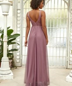 Ever-Pretty US Women's A-Line V-Neck Floral Lace Appliques Bridesmaid Dress