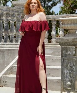 Ever-Pretty US Evening Dresses & Gowns Women's Off Shoulder Ruffle Thigh Split Bridesmaid Dresses 74 Ever-Pretty US Evening Dresses & Gowns Women's Off Shoulder Ruffle Thigh Split Bridesmaid Dresses