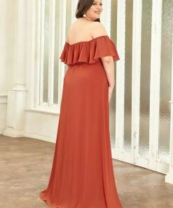 Ever-Pretty US Plus Size Sexy Side Split Long Chiffon Formal Dresses Summer Dresses 2022
