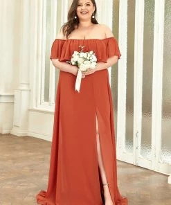Ever-Pretty US Plus Size Sexy Side Split Long Chiffon Formal Dresses Summer Dresses 2022