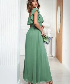 Ever-Pretty US Off The Shoulder Ruffle Bodice Long Flowy Chiffon Bridesmaid Dress